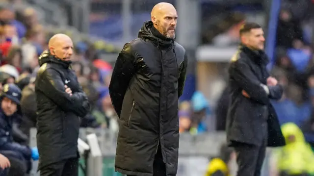 Swansea manager Luke Williams on the touchline at Fratton Park