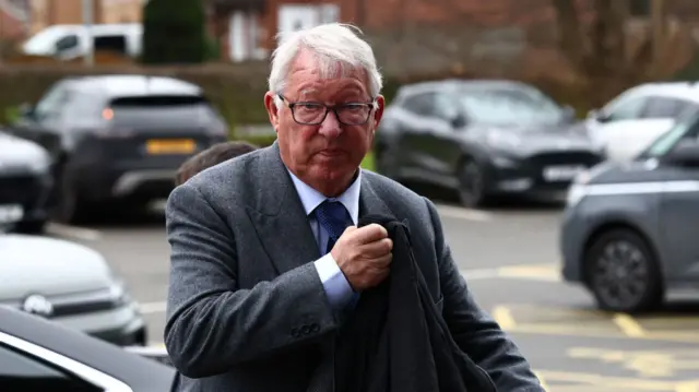 Alex Ferguson arrives at Peterborough's game against Burton