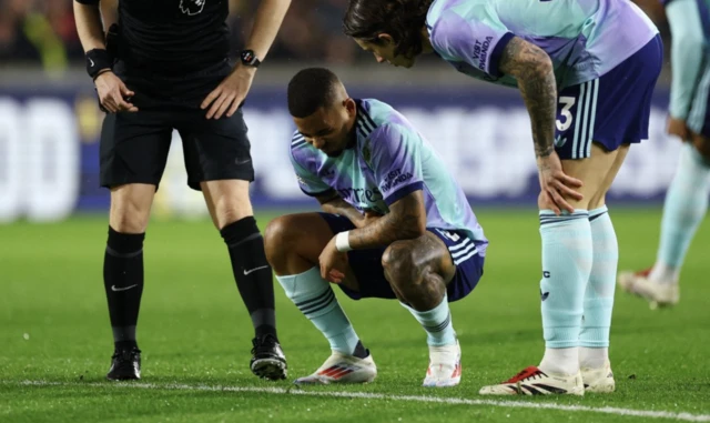 Arsenal's Gabriel Jesus reacts