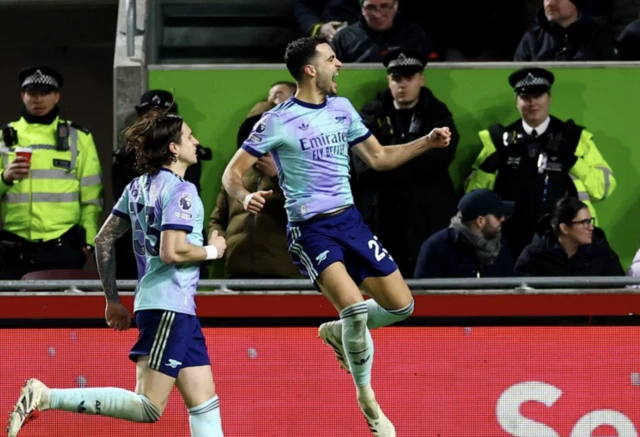 Arsenal's Mikel Merino celebrates