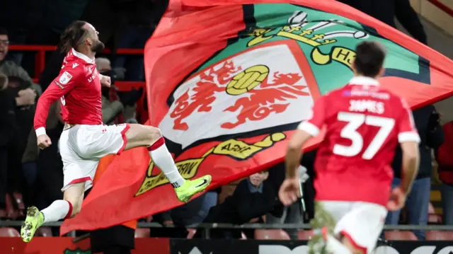 Wrexham's Steven Fletcher celebrates a goal