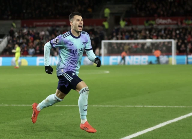 Arsenal’s Gabriel Martinelli celebrates