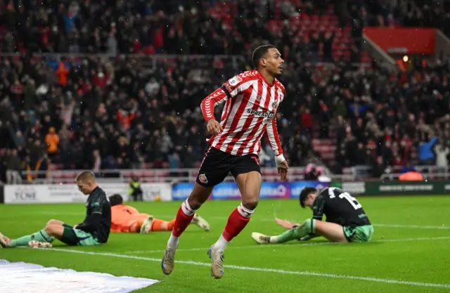 Sunderland player Wilson Isidor celebrates