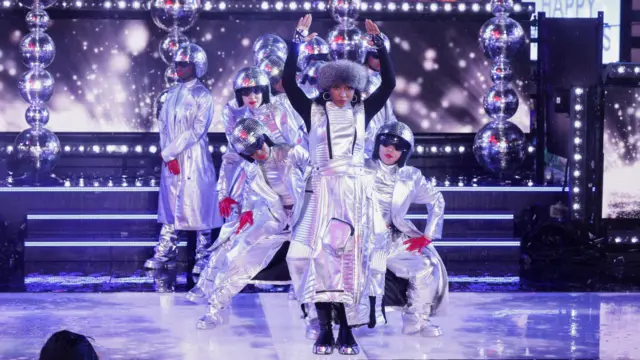Rozonda Thomas of TLC performs at Times Square on New Year's Eve in New York City, U.S