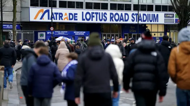 Fans outside Loftus Road ahead of their Championship game against Watford