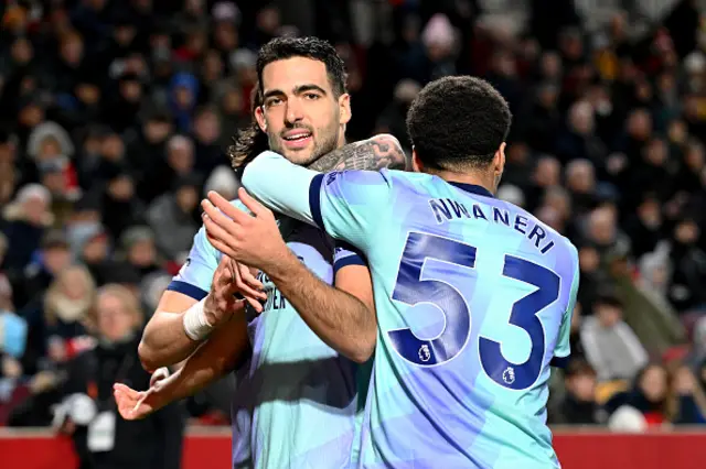 Mikel Merino of Arsenal celebrates