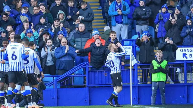 Barry Bannan celebrates opening the scoring for Sheffield Wednesday