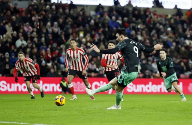 Sheffield United's Kieffer Moore misses a penalty
