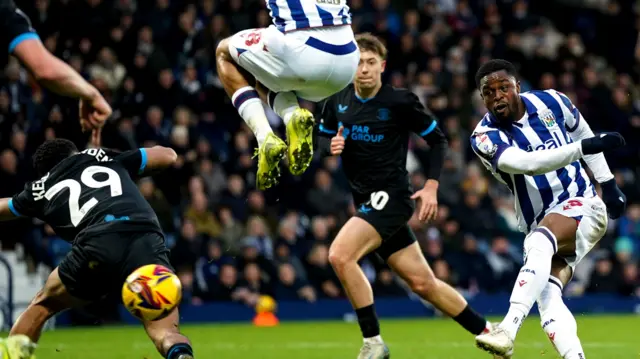 Josh Maja scores West Brom's third against Preston