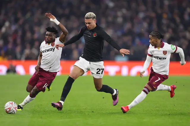 Mohammed Kudus of West Ham United, Morgan Rogers of Aston Villa and Crysencio Summerville