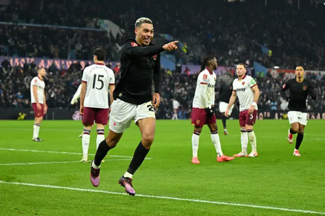 Morgan Rogers of Aston Villa celebrates