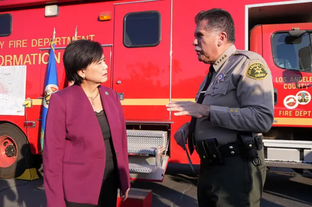 Judy Chu talks with the Los Angeles police chief