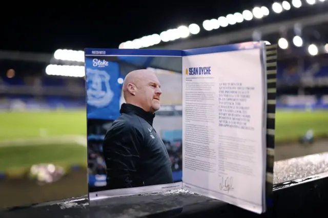 Sean Dyche in the pre-match programme at Goodison Park