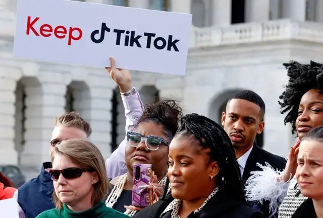 TikTok creators demonstrating outside the US Congress