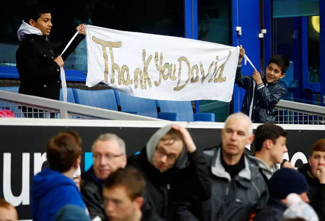 'Thank you David' banner at Goodison Park