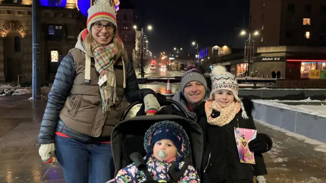 Charlie Jerram with husband Matt and daughters Isabelle and Amelia