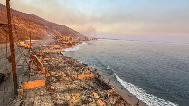 Homes along the seaside, completely destroyed