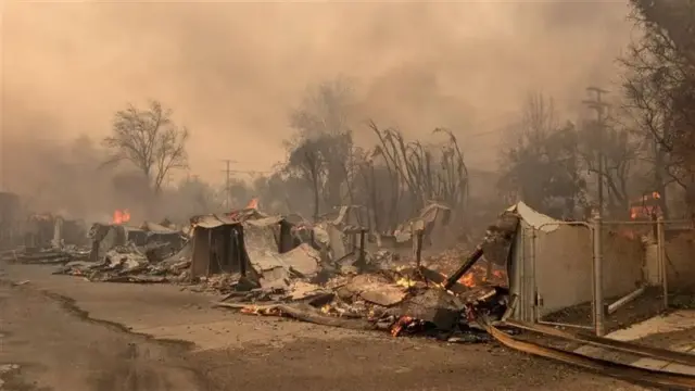 The smouldering remains of Lucy Sherriff's home