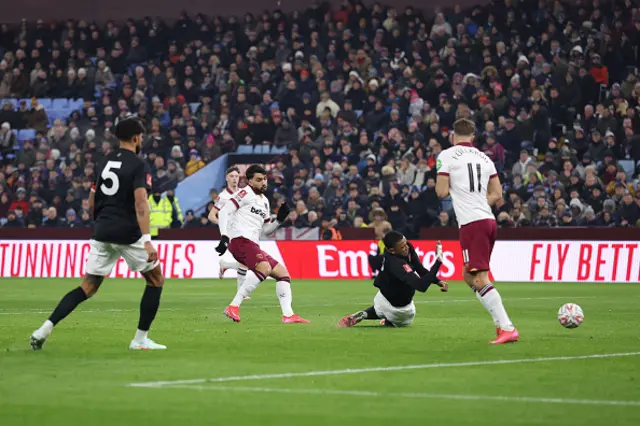 Lucas Paqueta of West Ham United scores