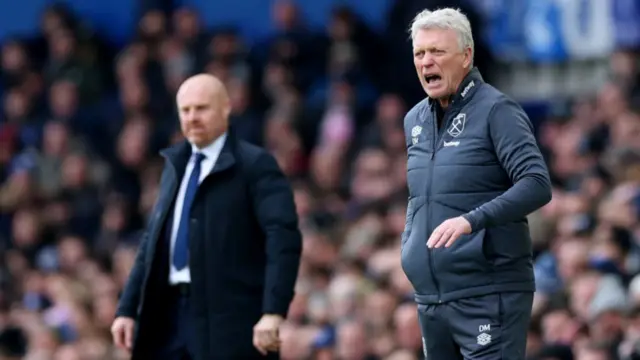 David Moyes with former Everton boss Sean Dyche in the background