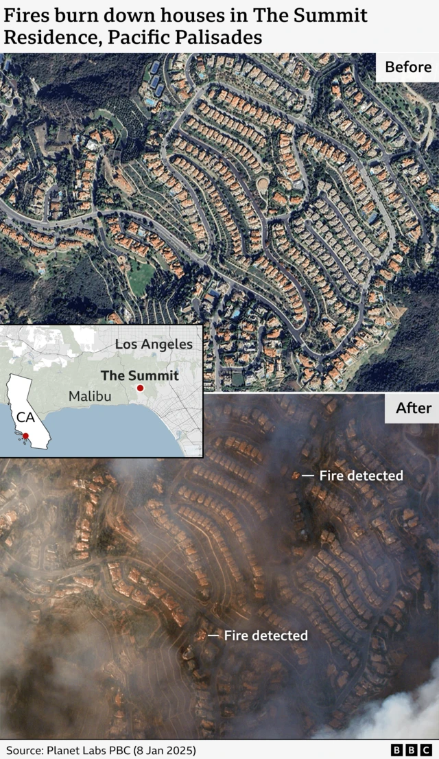 houses have burnt down in the Summit Residence and two separate fires blazing in the residential area.