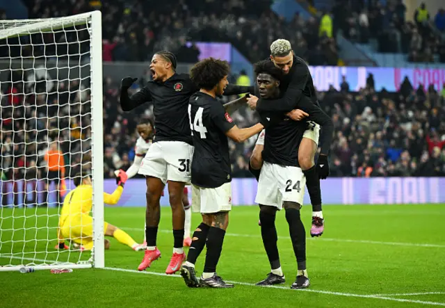 Aston Villa players celebrate