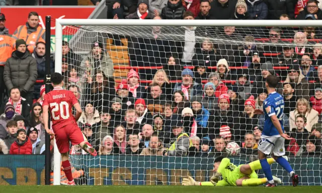 Diogo Jota scores for Liverpool