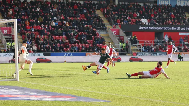 Bolton striker Dion Charles misses from close range