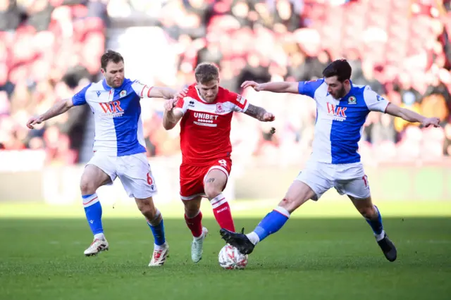 Riley McGree of Middlesbrough against Blackburn Rovers