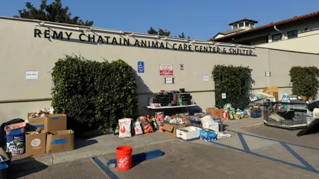 A large numbers of donations left outside an animal care centre