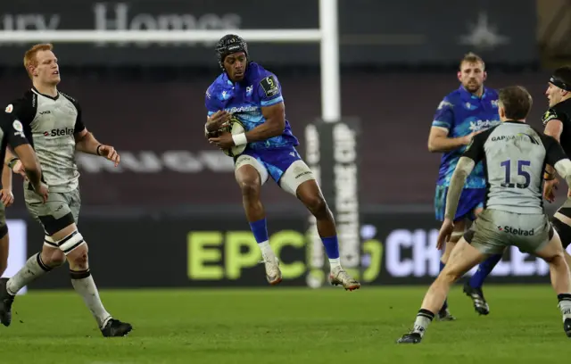 Dan Kasende takes the high ball