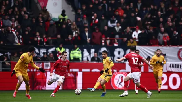 Wolves' Joao Gomes in action against Bristol City