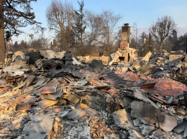 Rubble from a burnt down house