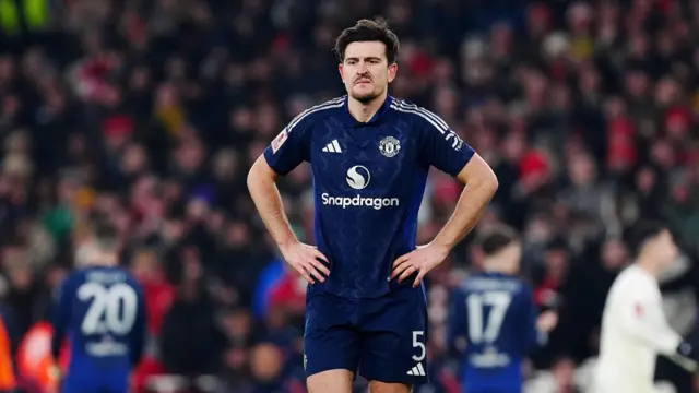 Manchester United's Harry Maguire reacts