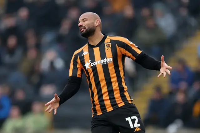 Joao Pedro of Hull City reacts