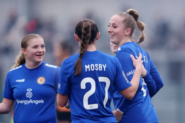 Mai Moncaster of Rugby Borough celebrates.