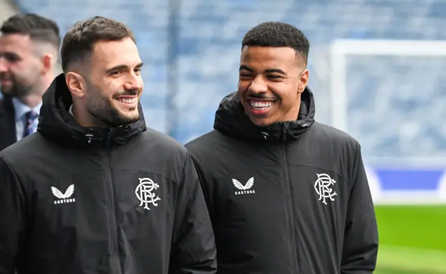 Rangers' Nedim Bajrami and Hamza Igamane