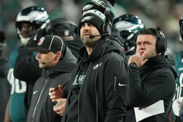 Head coach Nick Sirianni of the Philadelphia Eagles looks on