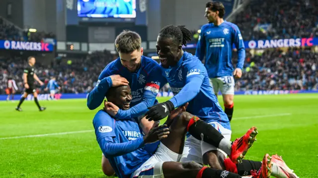 Rangers players celebrating