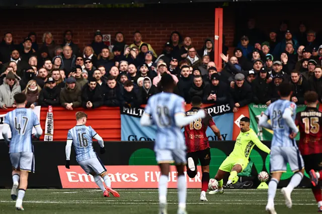 Timo Werner has this shot saved by Tamworth's English goalkeeper Jasbir Singh