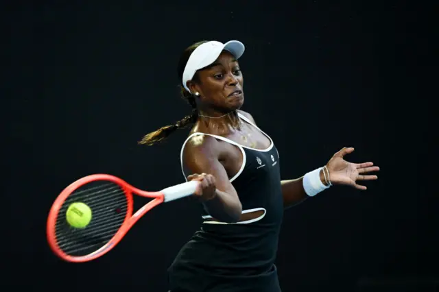 Sloane Stephens hits a forehand