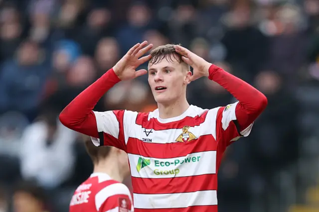 George Miller of Doncaster Rovers reacts