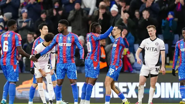 Crystal Palace's Eberechi Eze (centre) celebrates