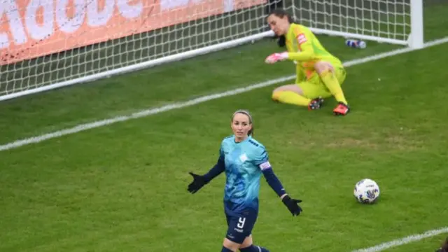 Kosovare Asllani celebrates scoring a penalty.