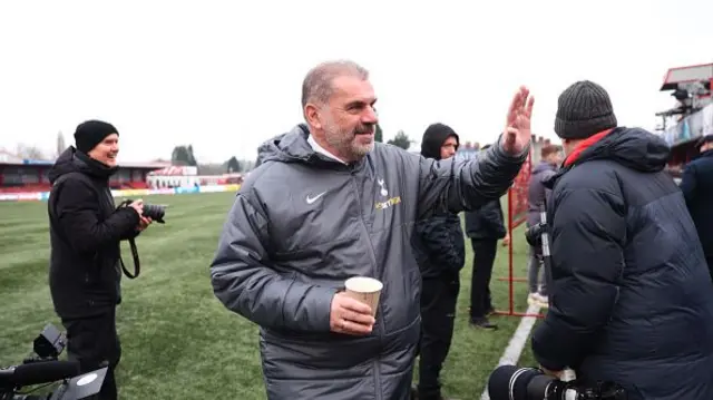 Ange Postecoglou, Manager of Tottenham Hotspur acknowledges