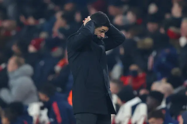 Mikel Arteta during the FA Cup Round three game against Man Utd