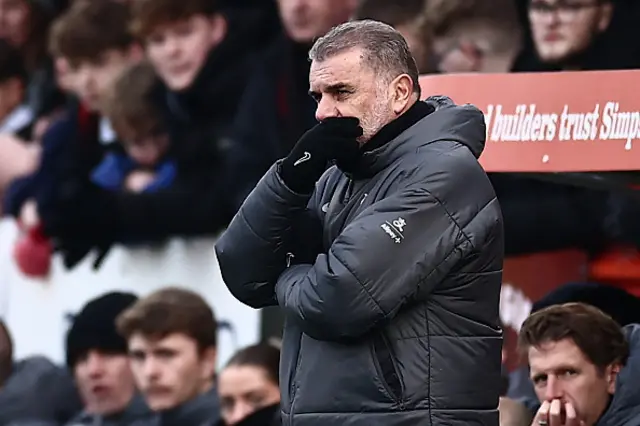 Head Coach Ange Postecoglou gestures on the touchline