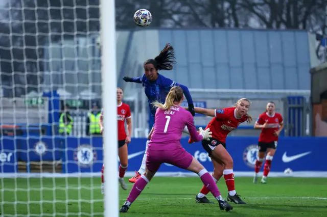 Mayra Ramirez of Chelsea scores her team's first goaL.