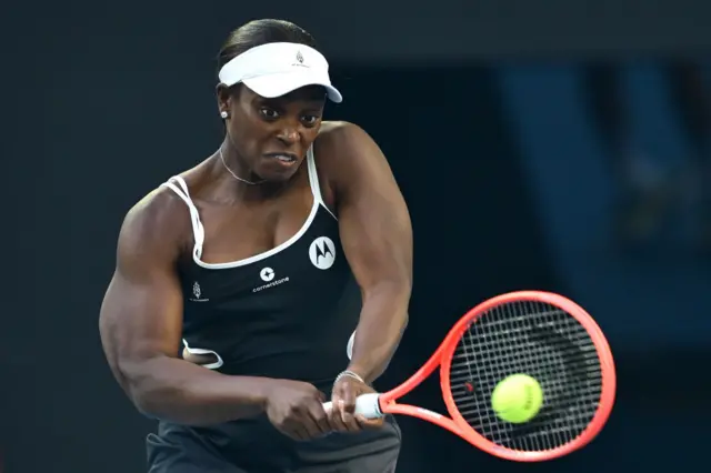 Sloane Stephens plays a backhand