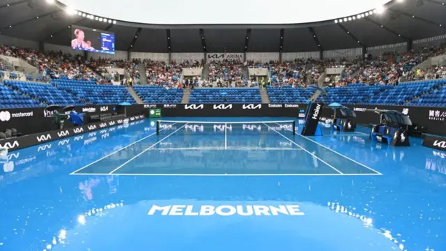 A rain-soaked Kia Arena